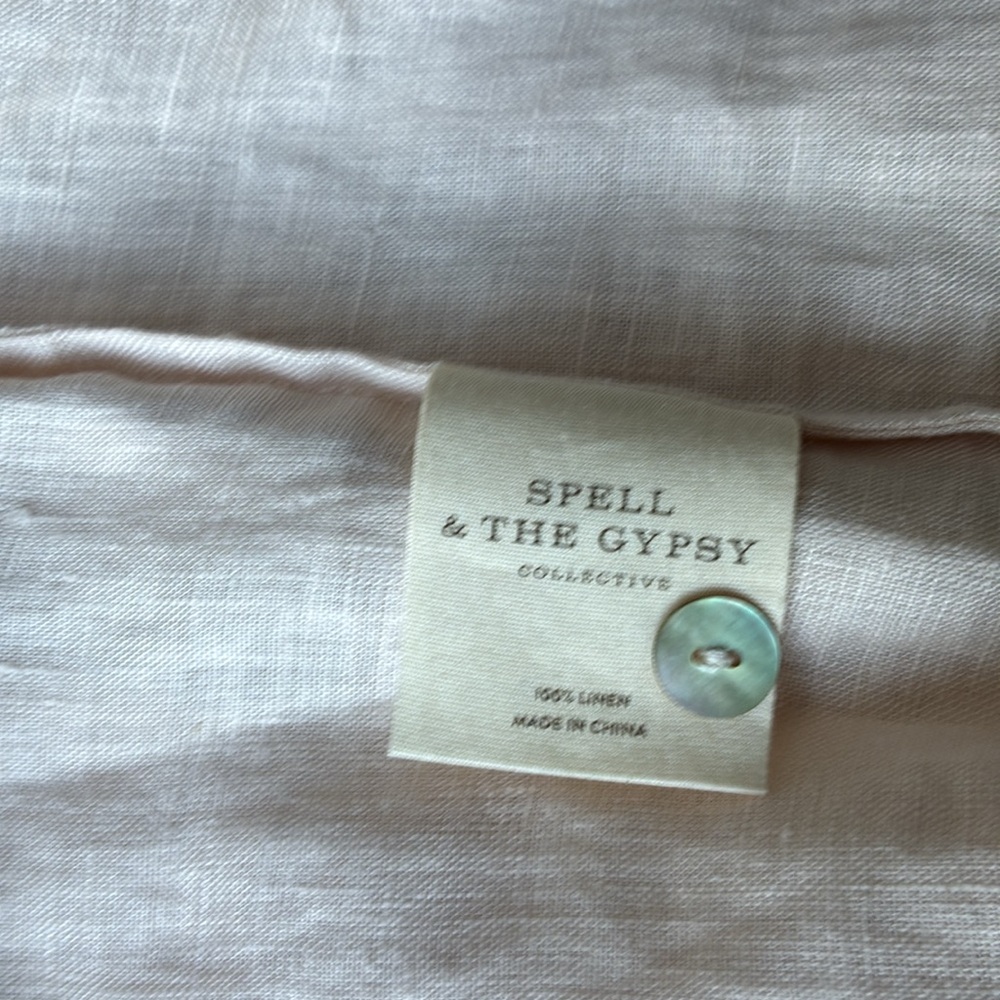 NWT Spell Sunday💯Linen Blouse in Almond size small - Picture 8 of 9